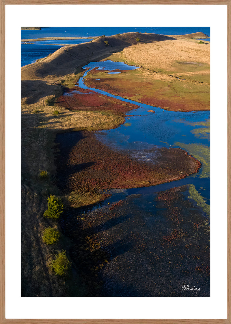 Naturen på Helnæs Sydfyn. Blå røde og gule farver. Et helt særligt landskab.